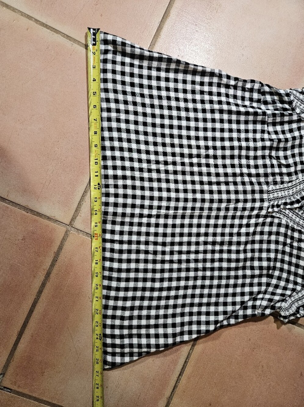 Crown & Ivy Black White Gingham Smocked Ruffle Sleeveless Top - Picture 12 of 12